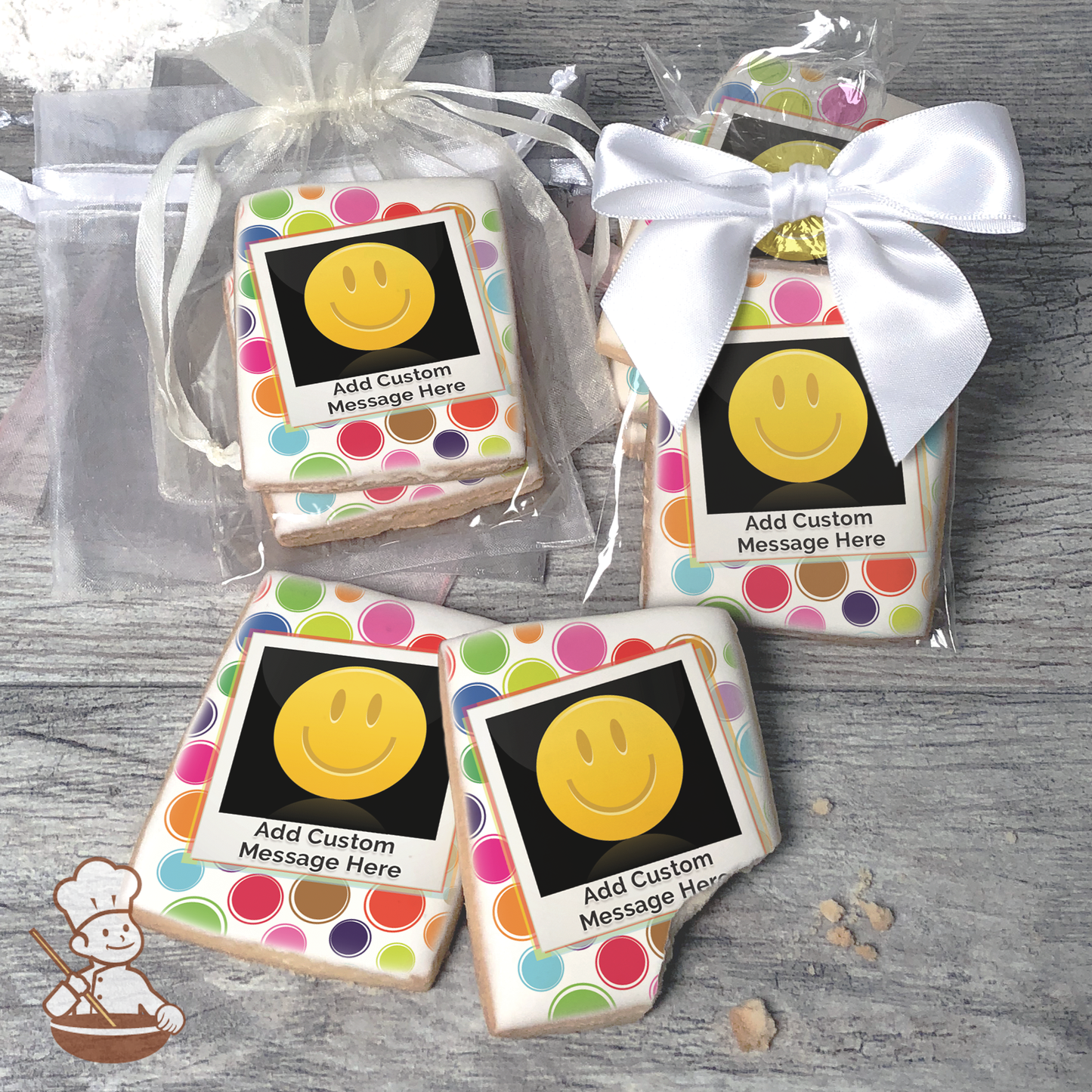 Polaroid Smiles Custom Message Cookies (Rectangle)