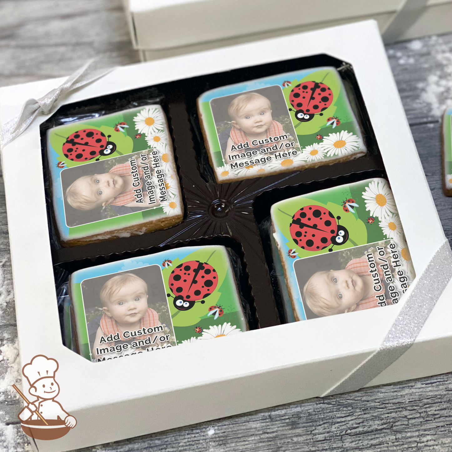 Lady Bug Photo Cookie Gift Box (Rectangle)