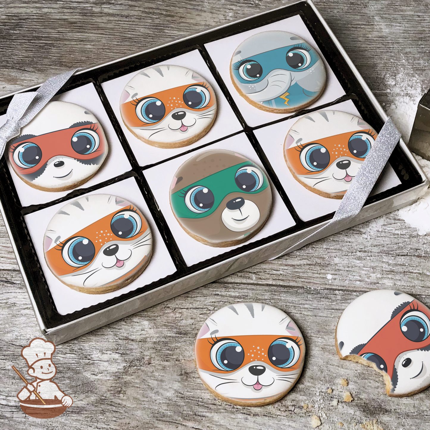 Super Hero Animals Cookie Gift Box (Round)