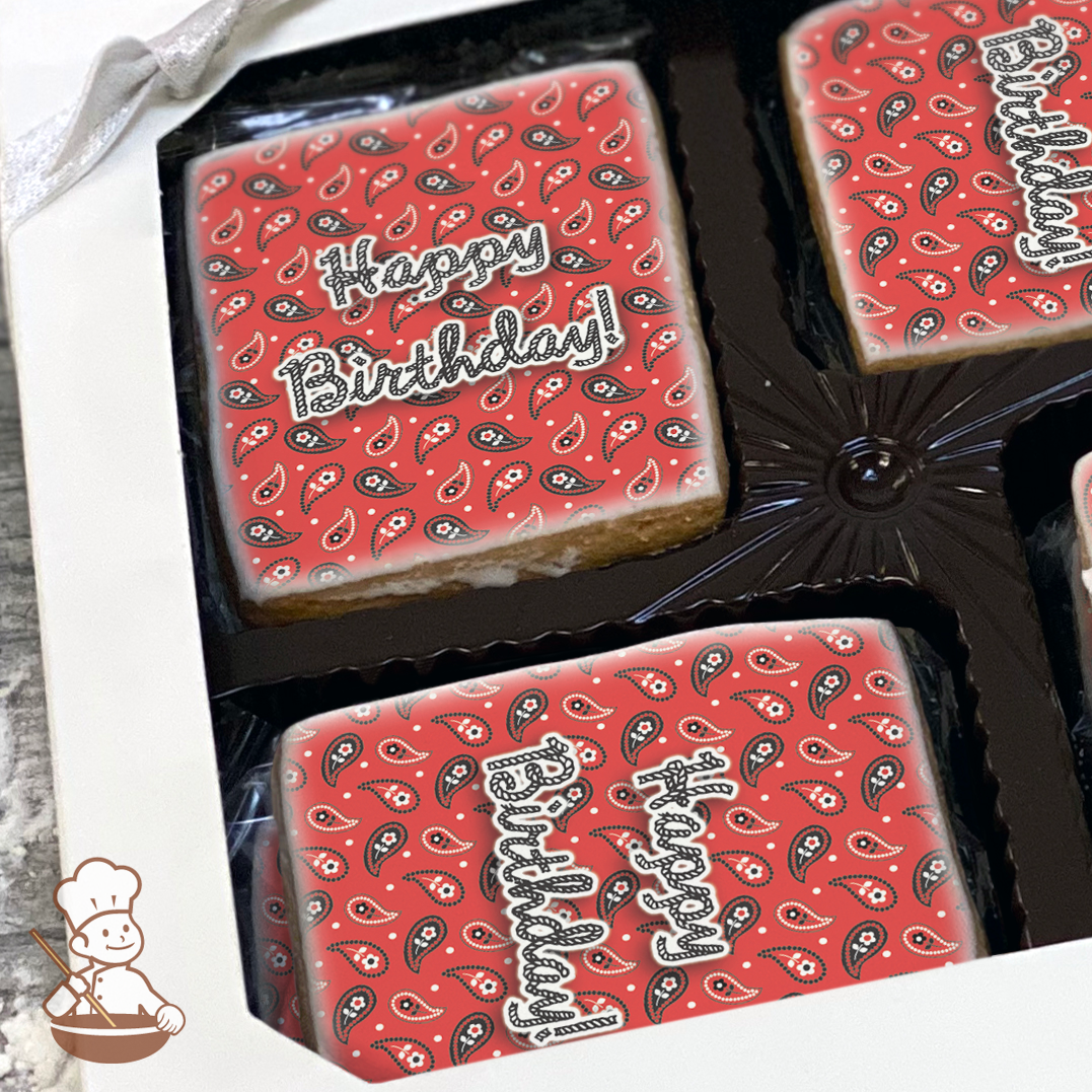 Red Paisleys Cookie Gift Box (Rectangle)