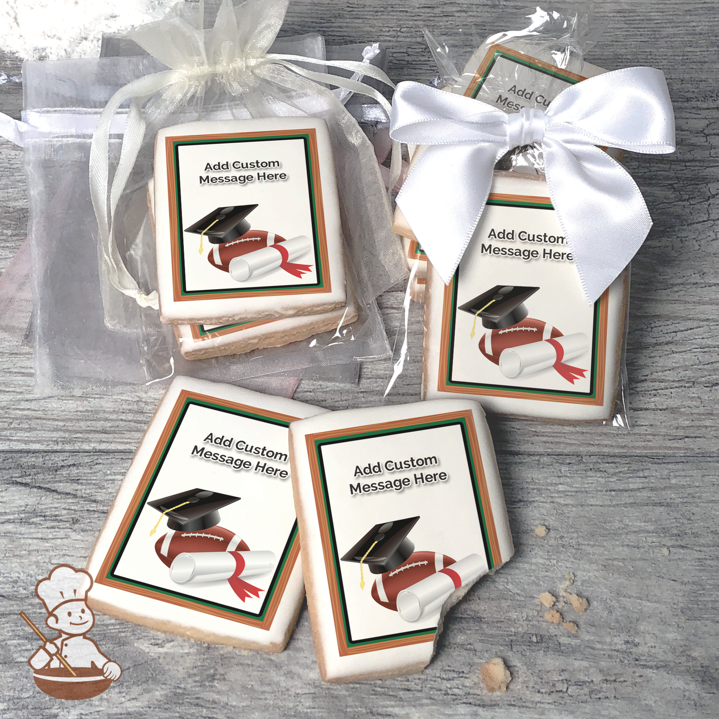 Graduation Football Custom Message Cookies (Rectangle)