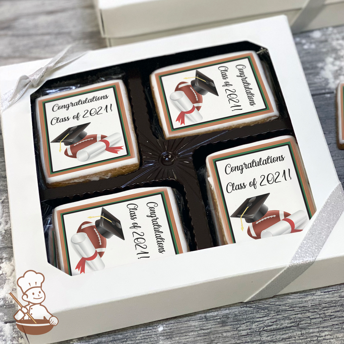 Graduation Football Cookie Gift Box (Rectangle)