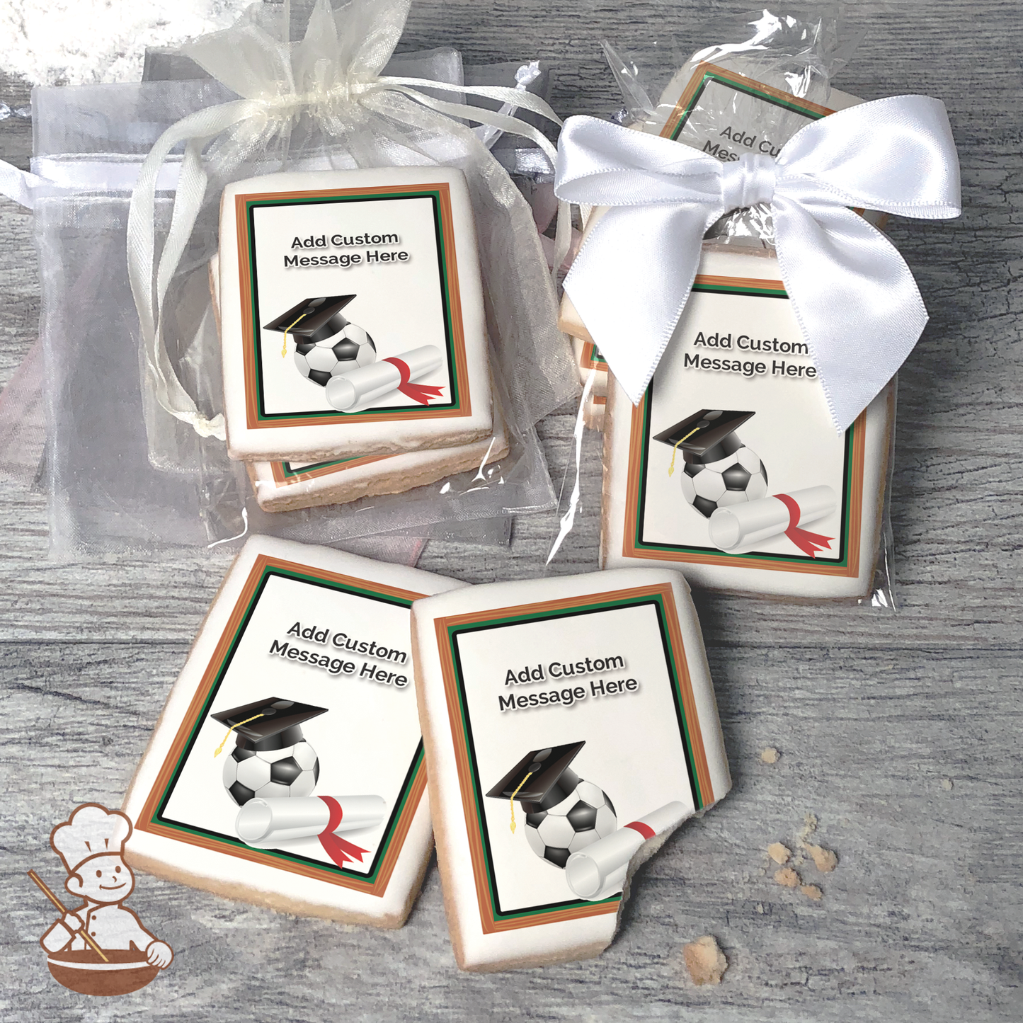 Graduation Soccer Custom Message Cookies (Rectangle)