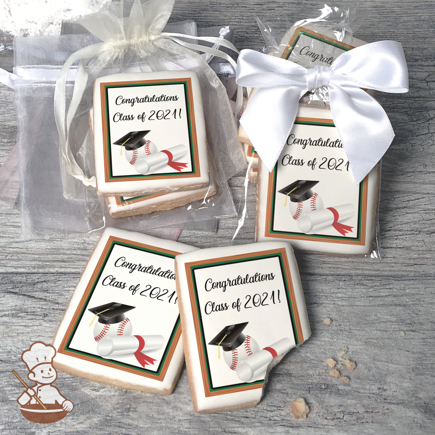 Graduation Baseball Cookies (Rectangle)