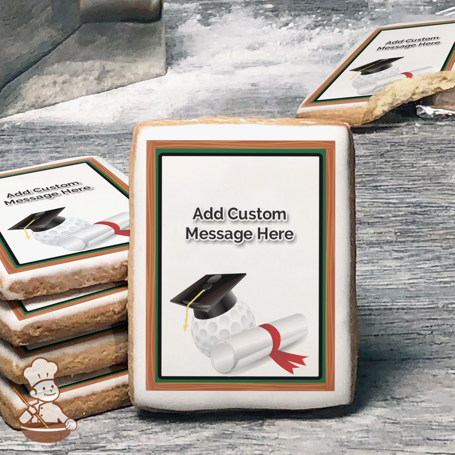 Graduation Golf Custom Message Cookies (Rectangle)