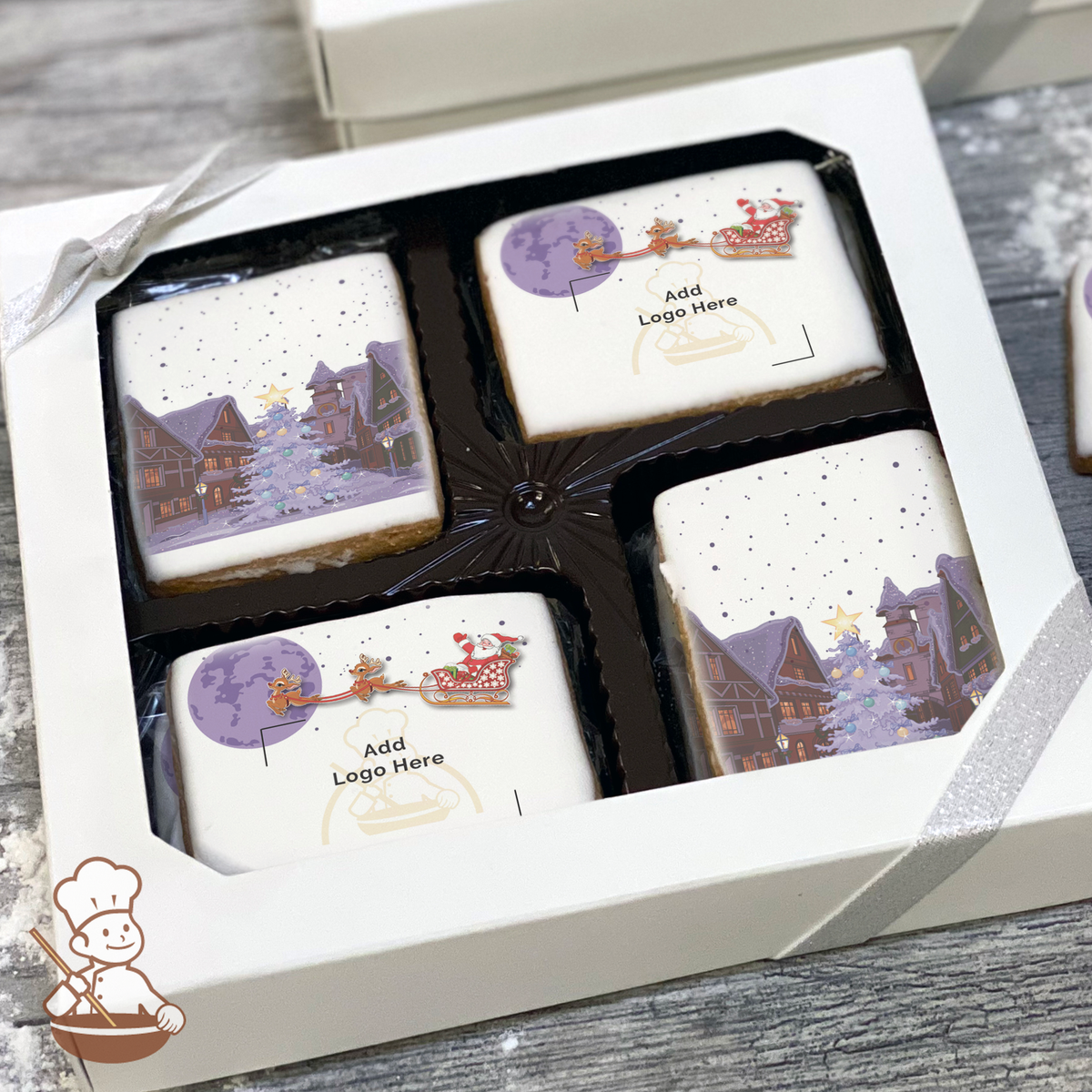 Santa's Christmas Night Logo Cookie Large Gift Box (Rectangle)