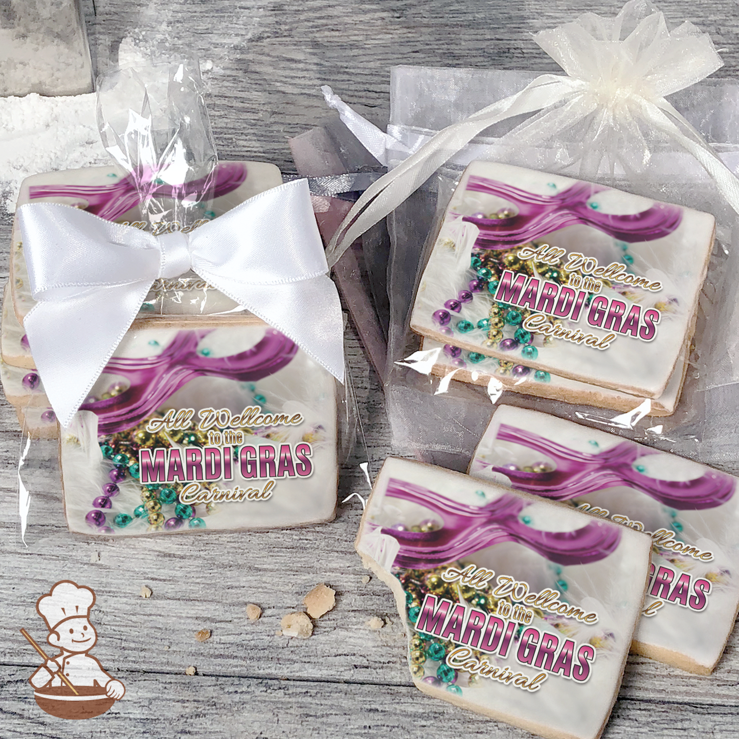 All Welcome to the Mardi Gras Carnival Cookies (Rectangle)