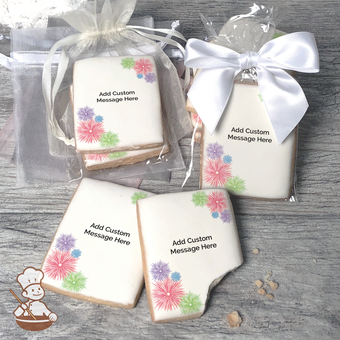 Fireworks on Display Custom Message Cookies (Rectangle)