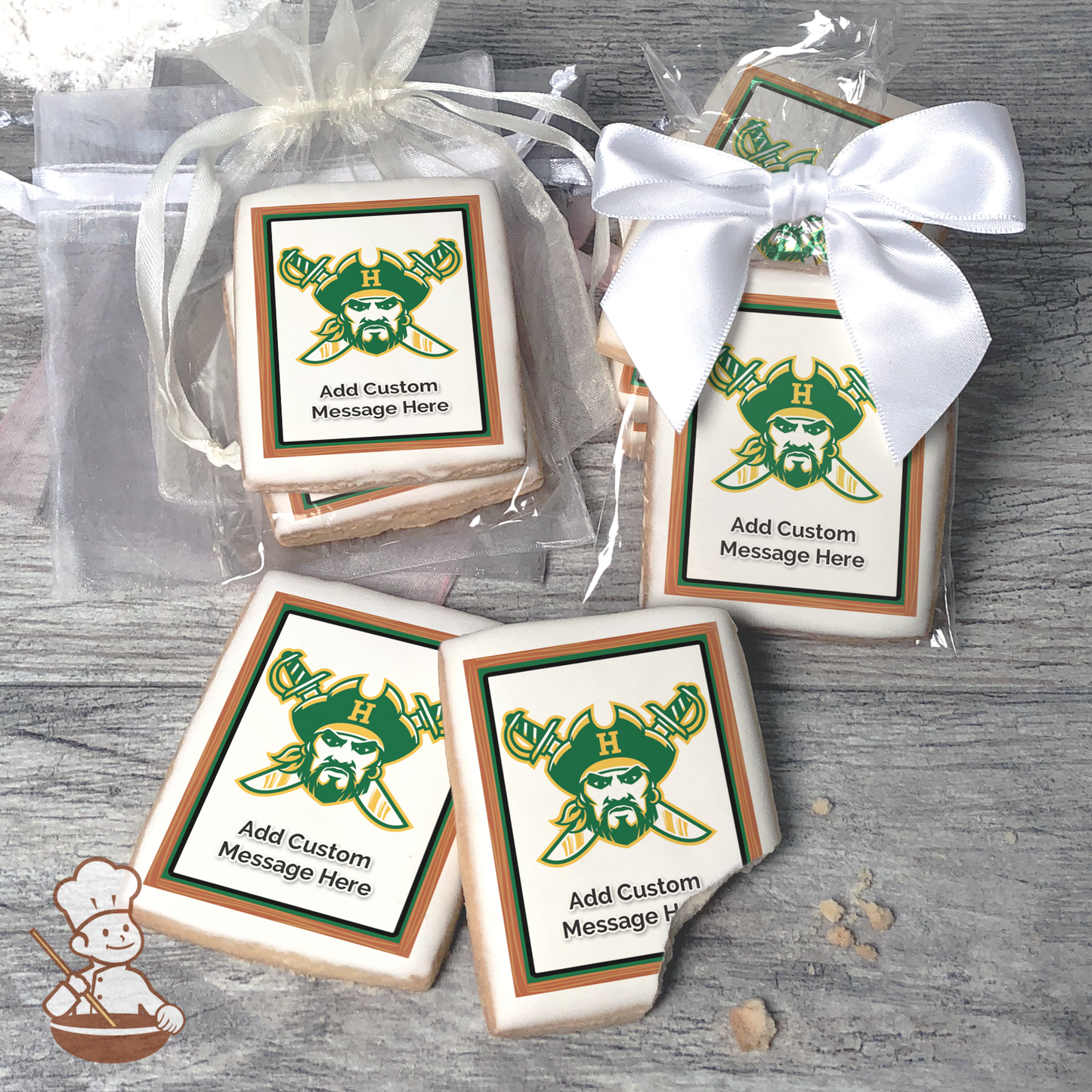 Go Harbor Pirates Custom Message Cookies (Rectangle)