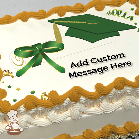 Graduation in Green Photo Cake