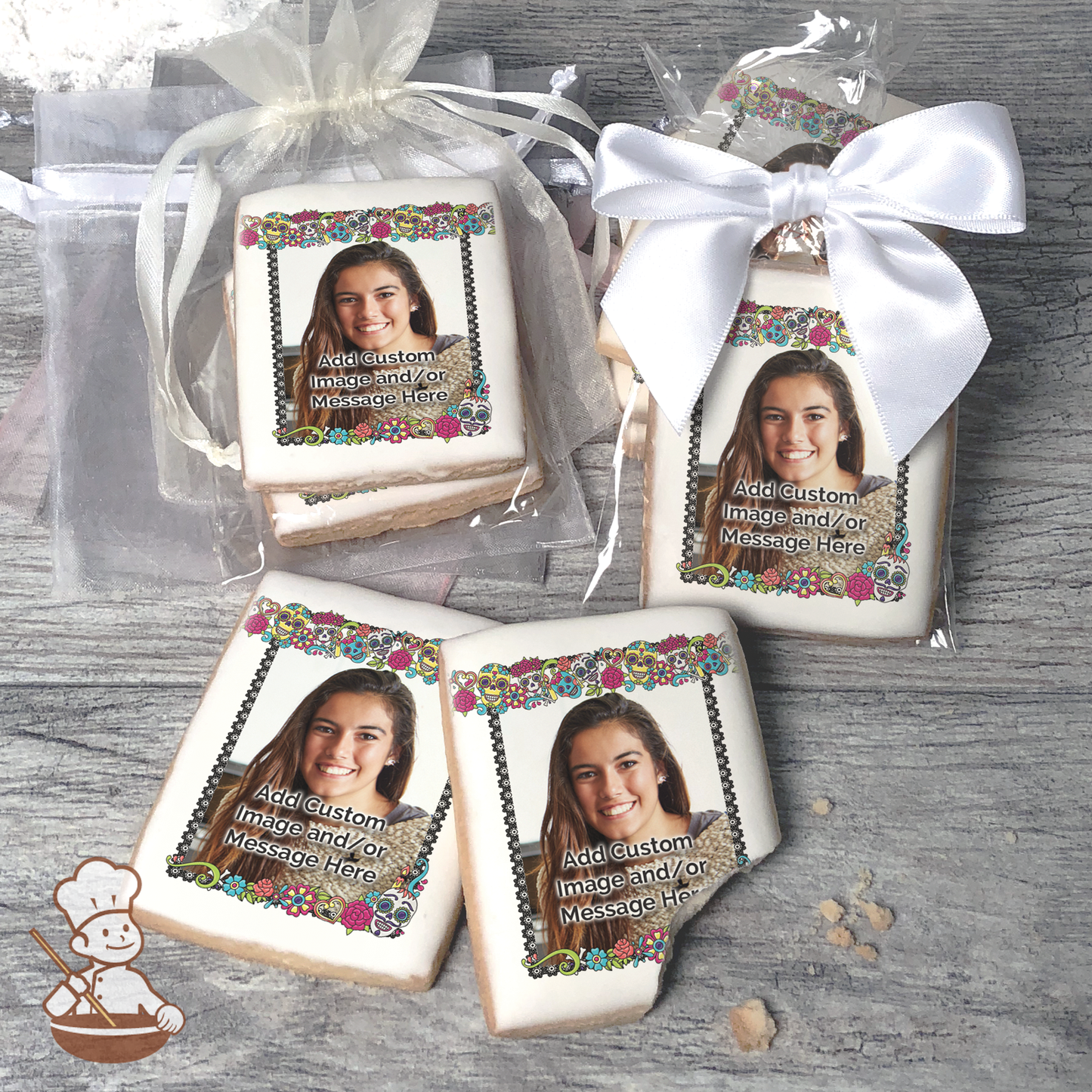 Day of the Dead Borders Photo Cookies (Rectangle)