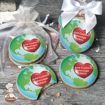Heart this Earth Custom Message Cookies (Round)