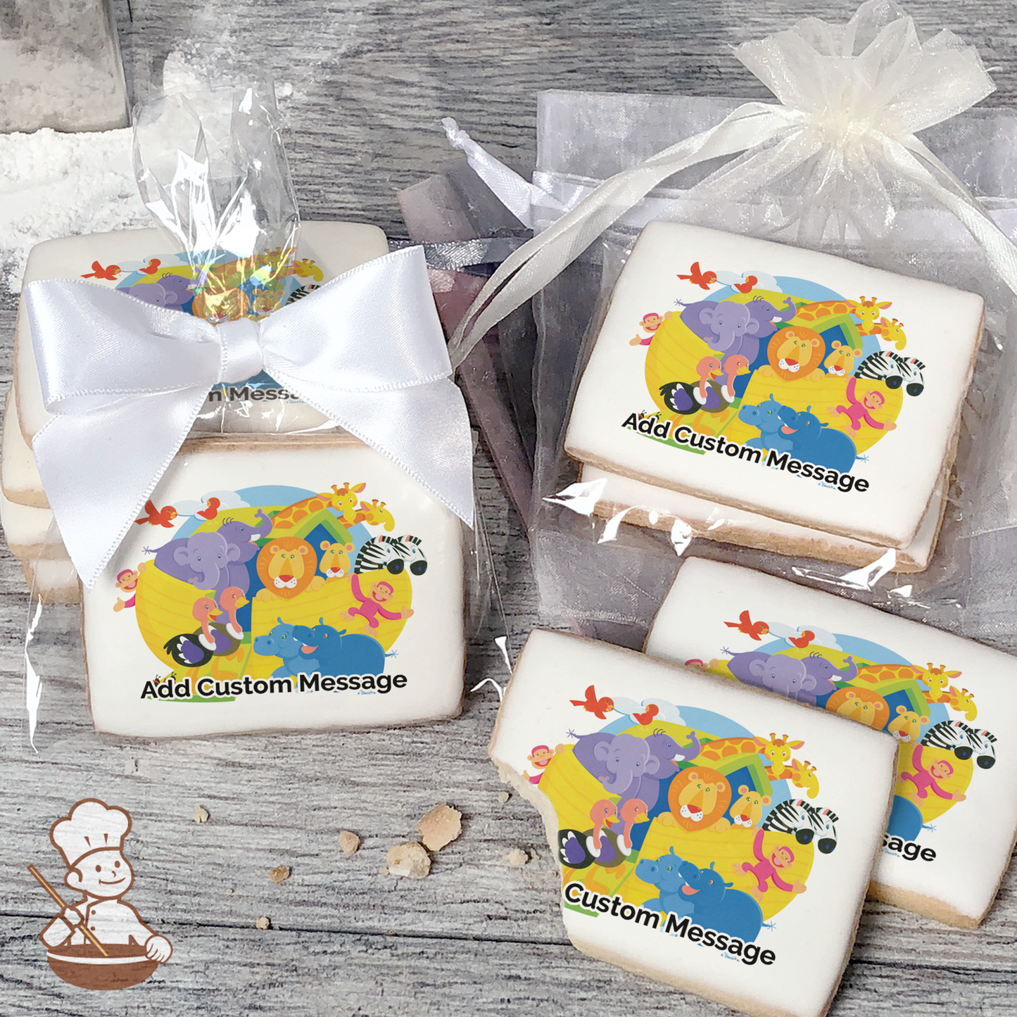 Baby Shower Noahs Ark Custom Message Cookies (Rectangle)