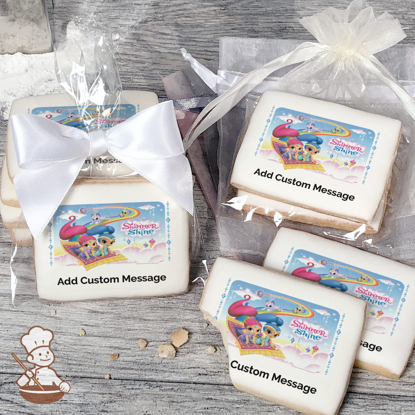 Shimmer and Shine Sweet and Sparkly Custom Message Cookies (Rectangle)