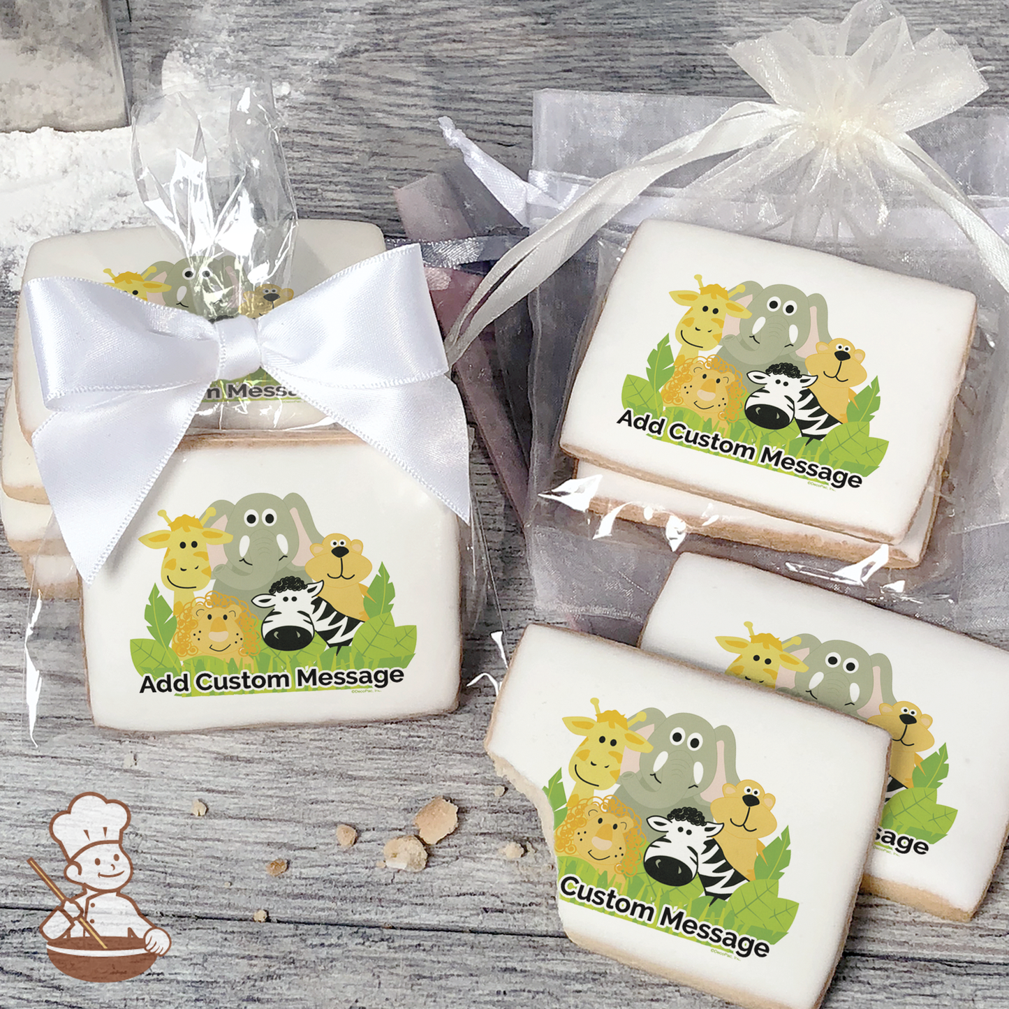 Jungle Animals Custom Message Cookies (Rectangle)
