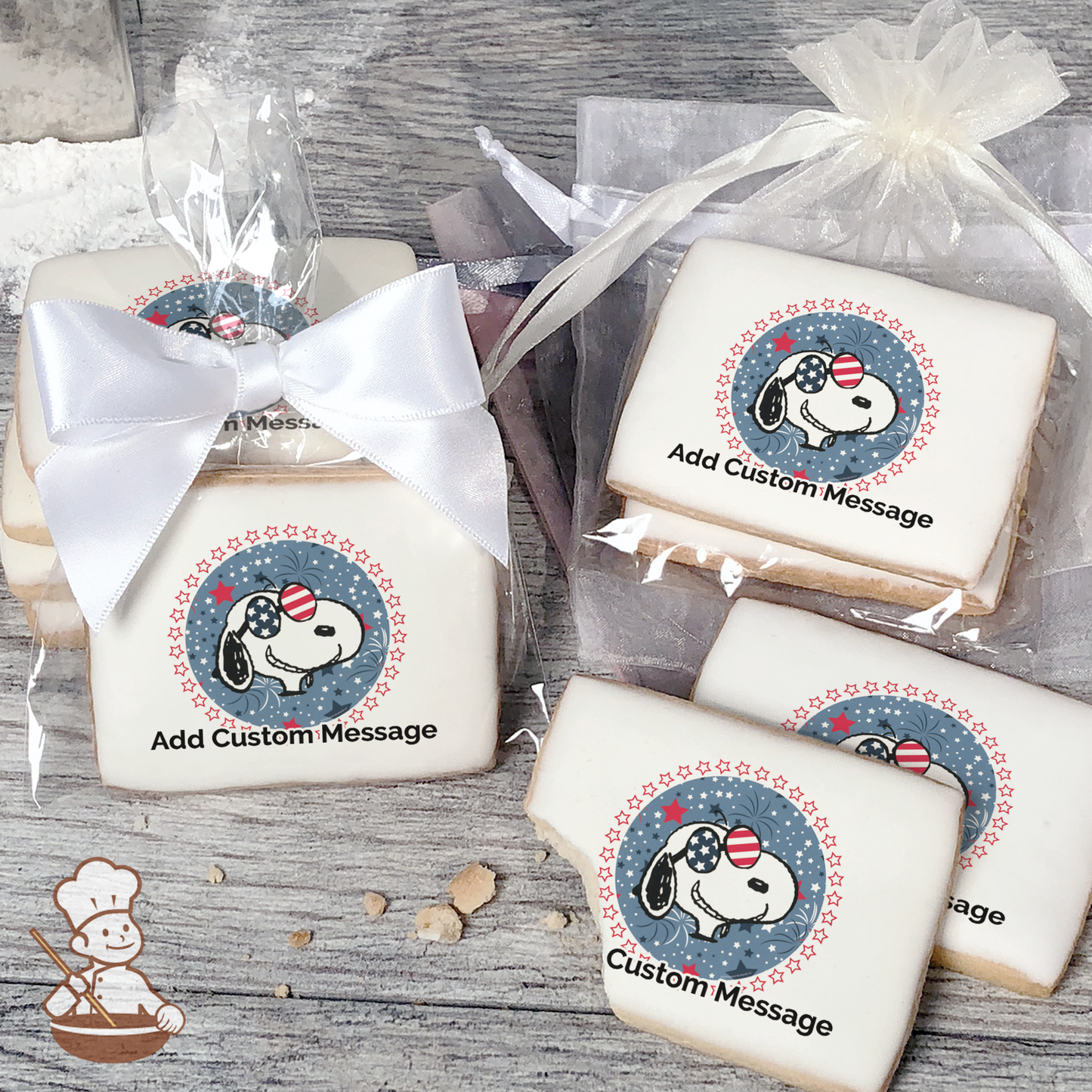 Peanuts Patriotic Snoopy Custom Message Cookies (Rectangle)