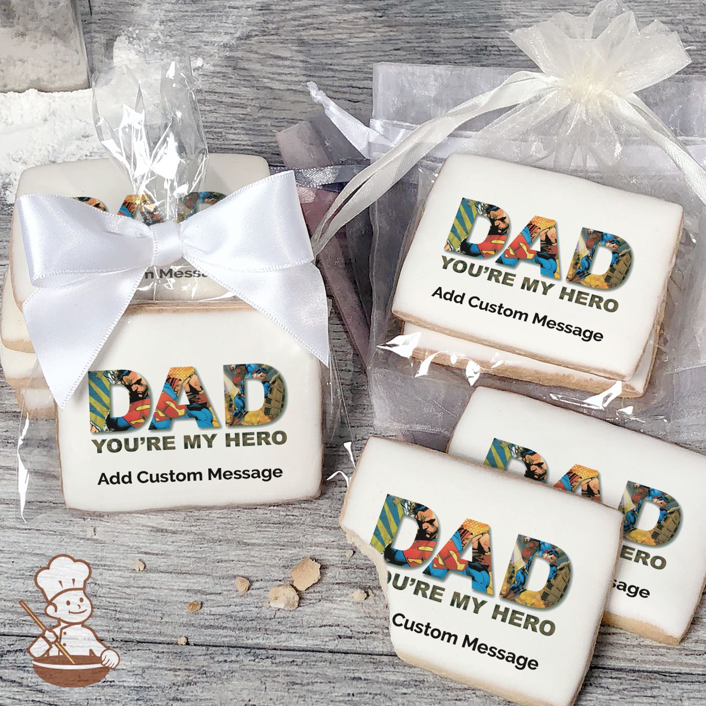 Superman DAD You're My Hero Custom Message Cookies (Rectangle)