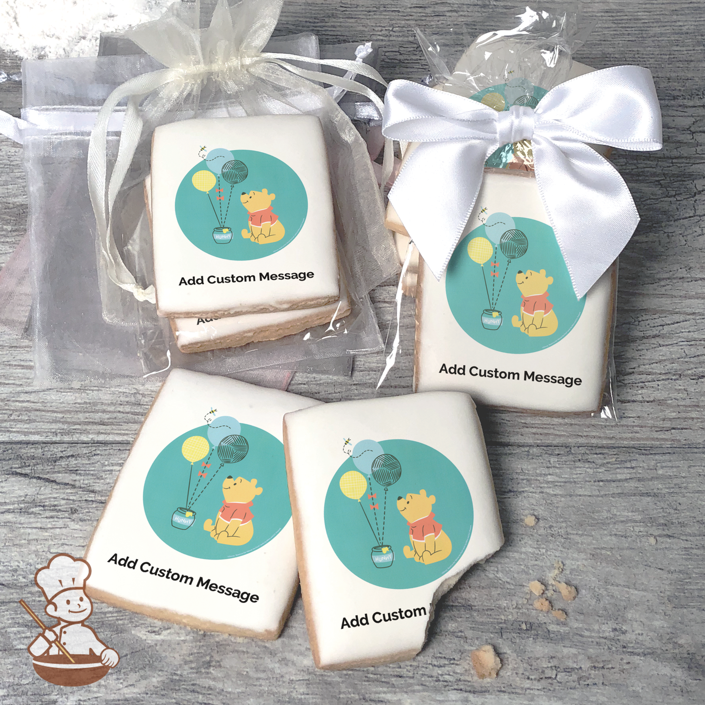 Disney Baby Winnie the Pooh 1st Birthday Custom Message Cookies (Rectangle)