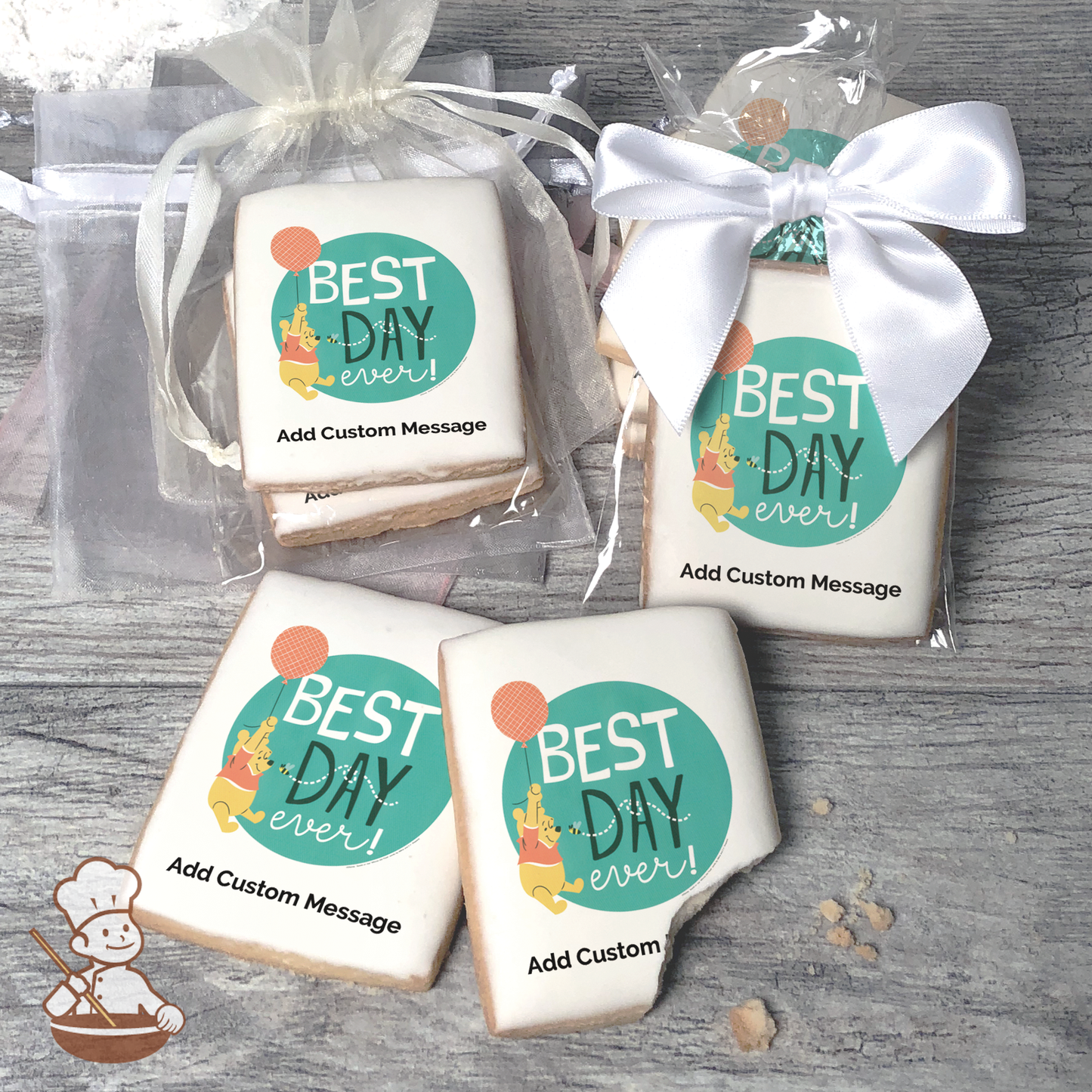 Disney Baby Winnie the Pooh Baby Shower Custom Message Cookies (Rectangle)