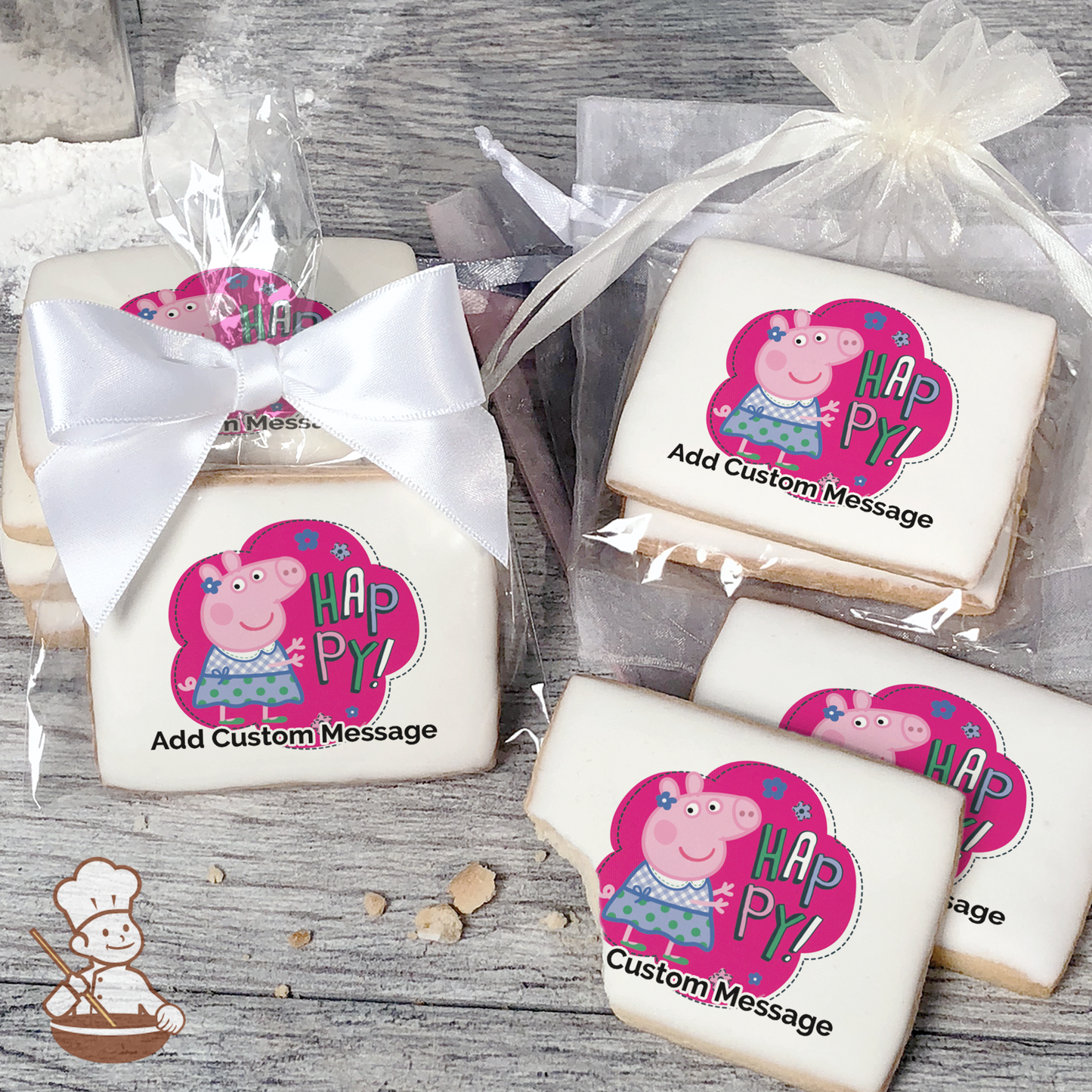 Peppa Pig Happy Custom Message Cookies (Rectangle)