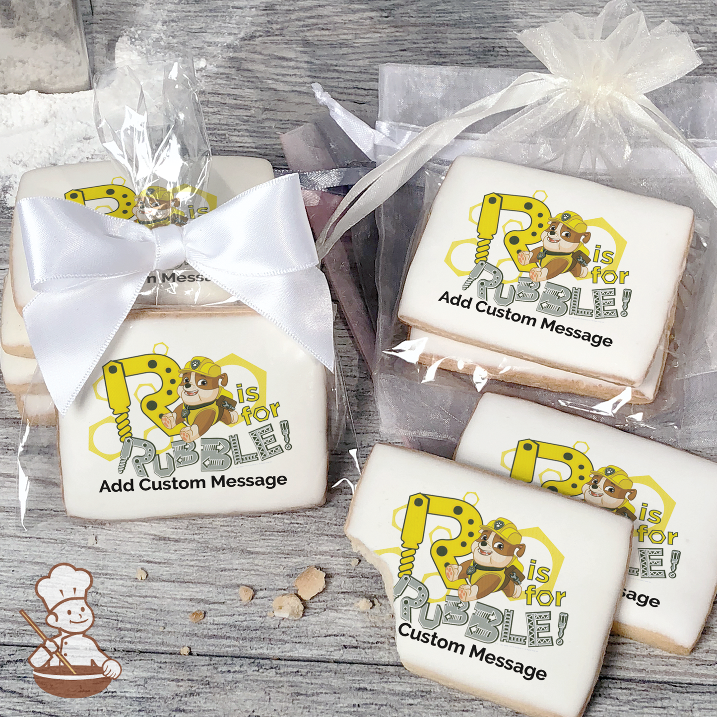 PAW Patrol R is for Rubble Custom Message Cookies (Rectangle)