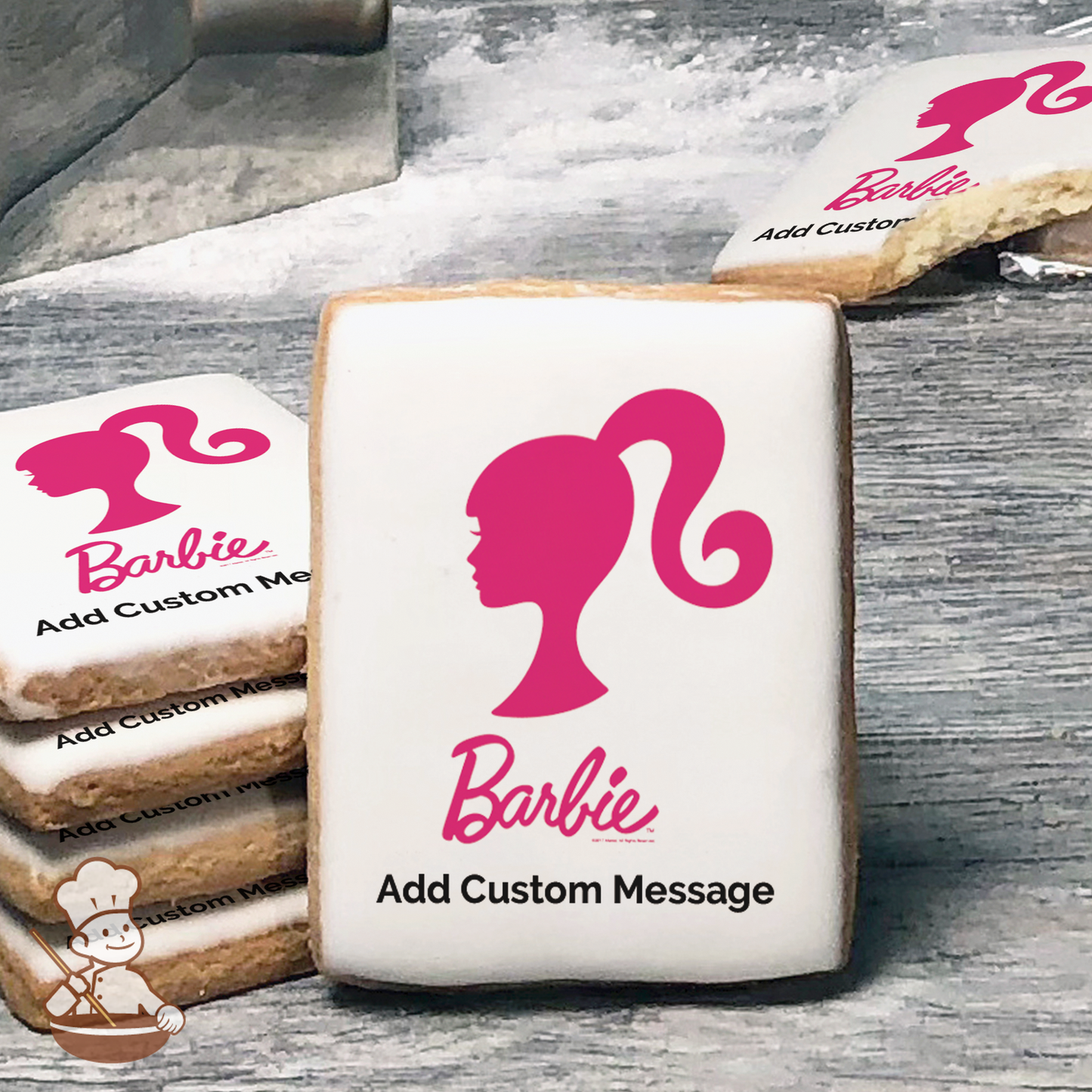 Barbie Silhouette Custom Message Cookies (Rectangle)