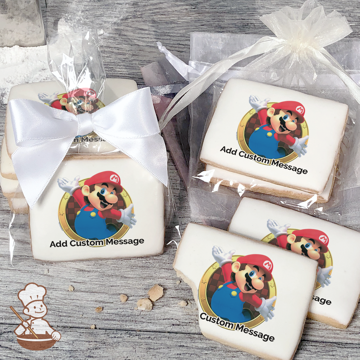 Super Mario Here We Go Custom Message Cookies (Rectangle)