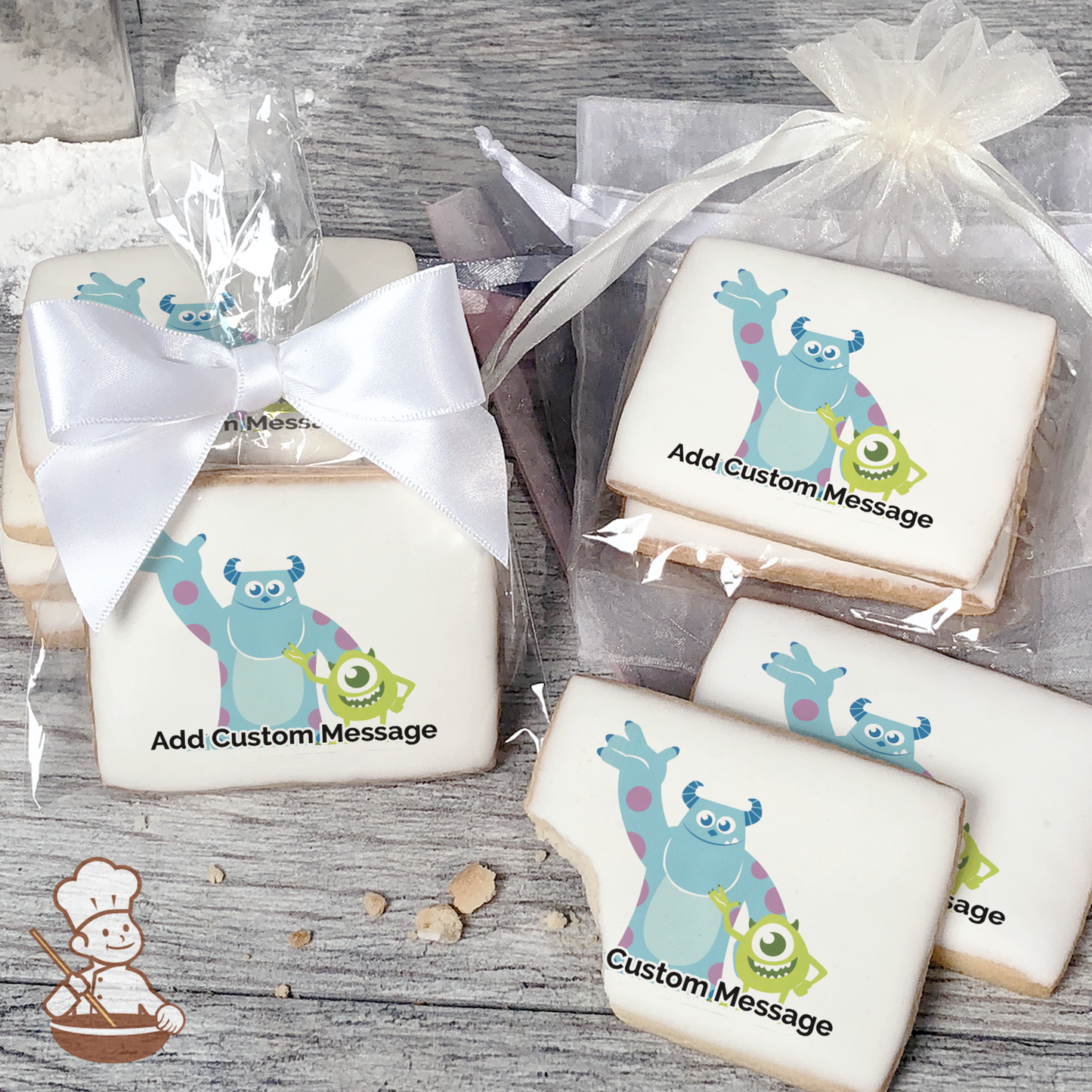Monsters Inc Mike and Sully Custom Message Cookies (Rectangle)