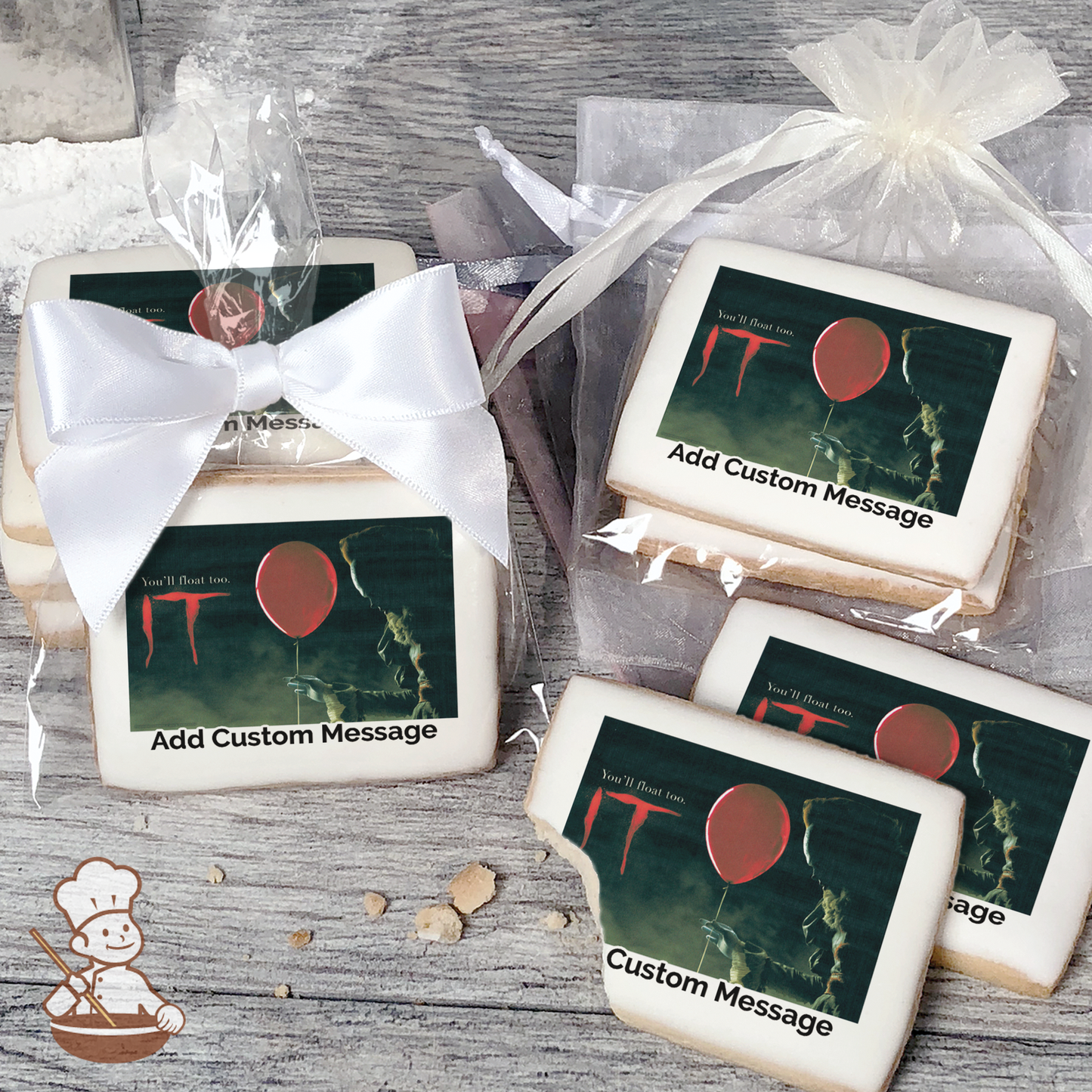 It Movie You'll Float Too Balloon Custom Message Cookies (Rectangle)