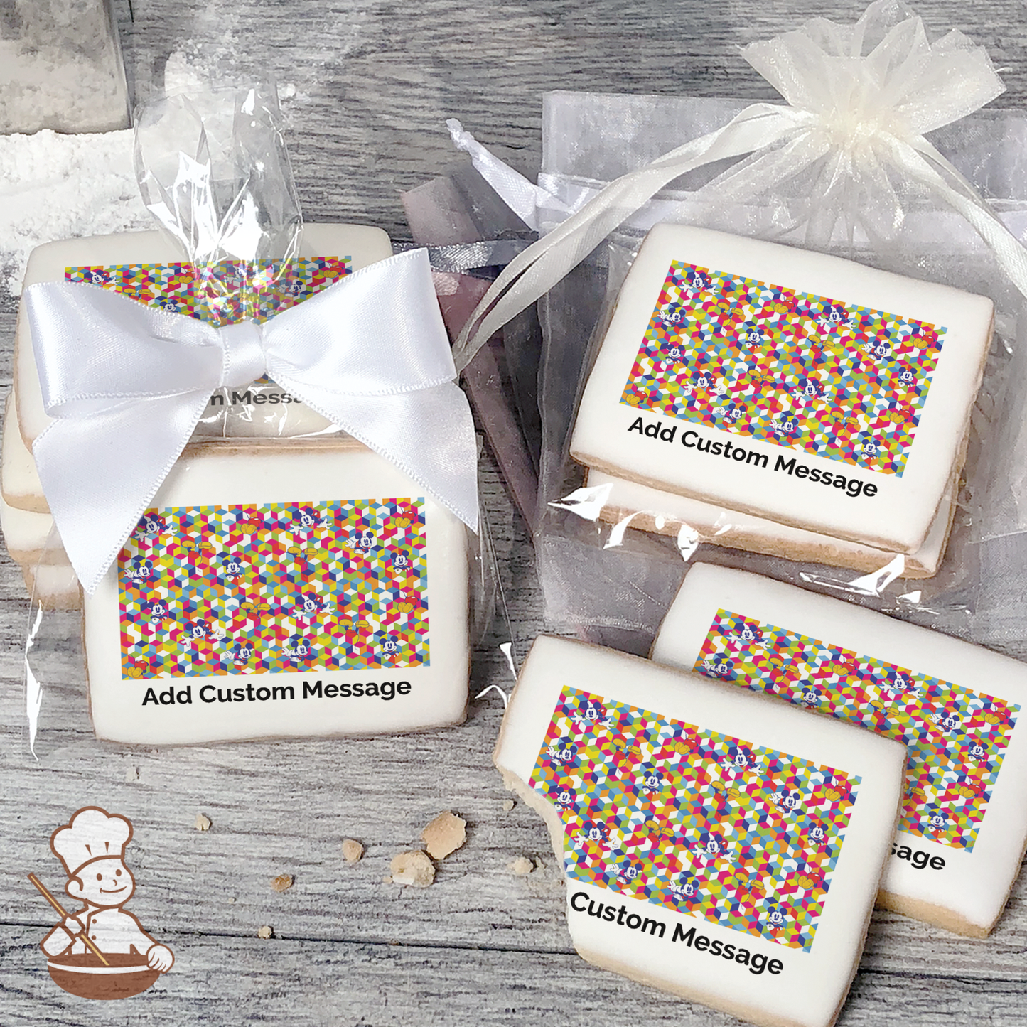 Mickey Classic Colorful Custom Message Cookies (Rectangle)