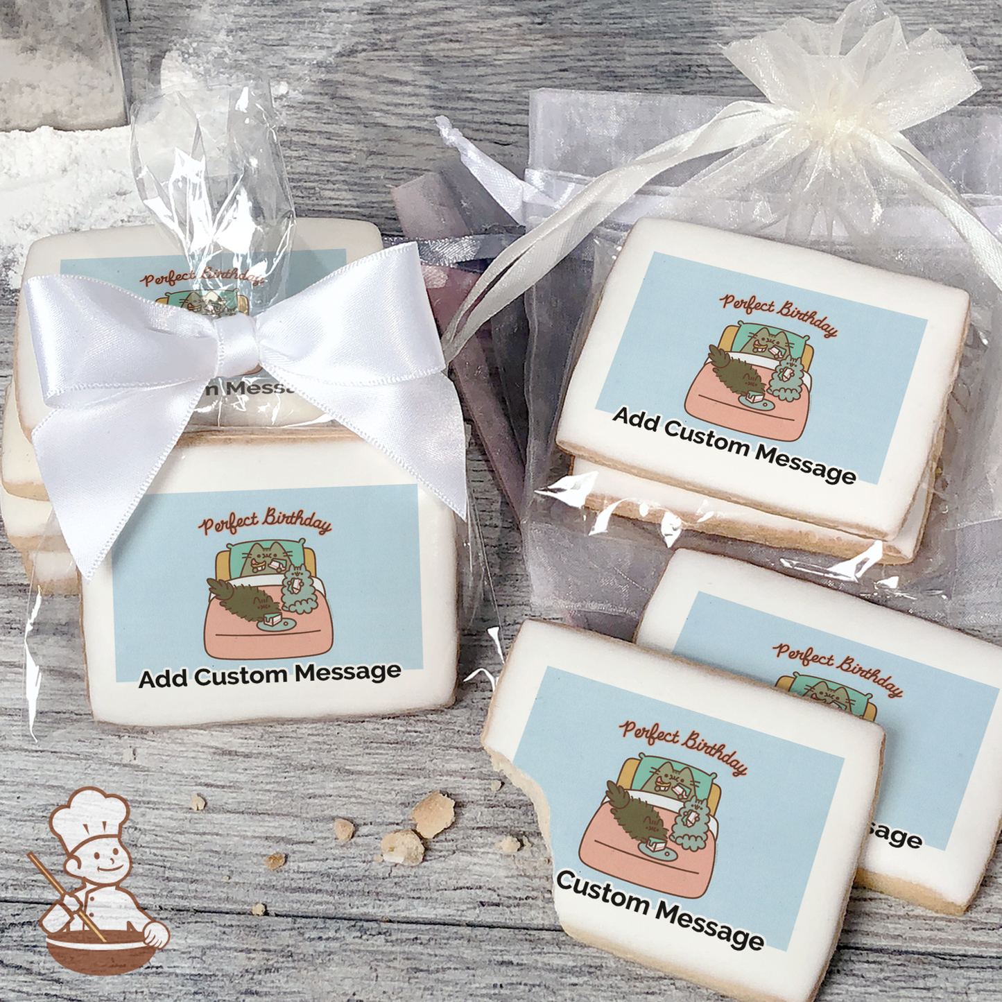 Pusheen Perfect Birthday Custom Message Cookies (Rectangle)