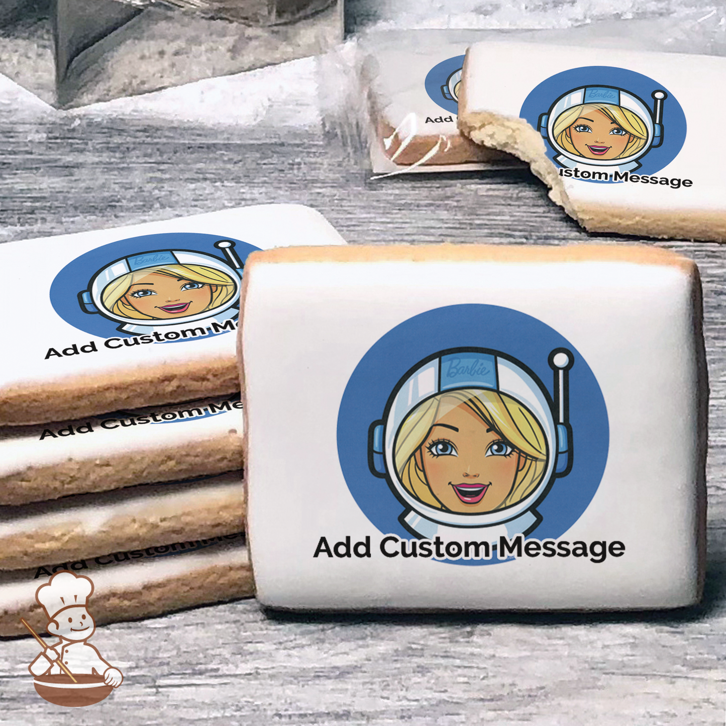 Barbie Astronaut Custom Message Cookies (Rectangle)