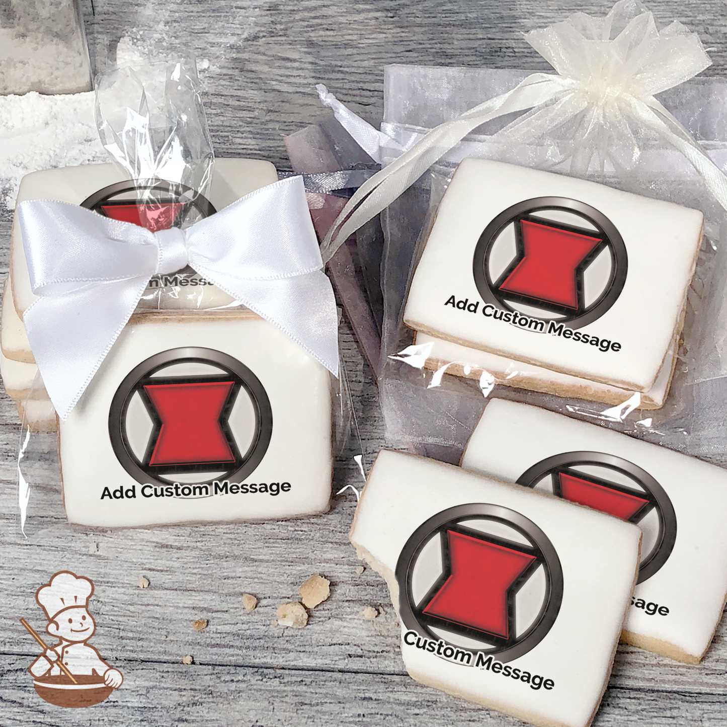 MARVEL Avengers Black Widow Icon Custom Message Cookies (Rectangle)