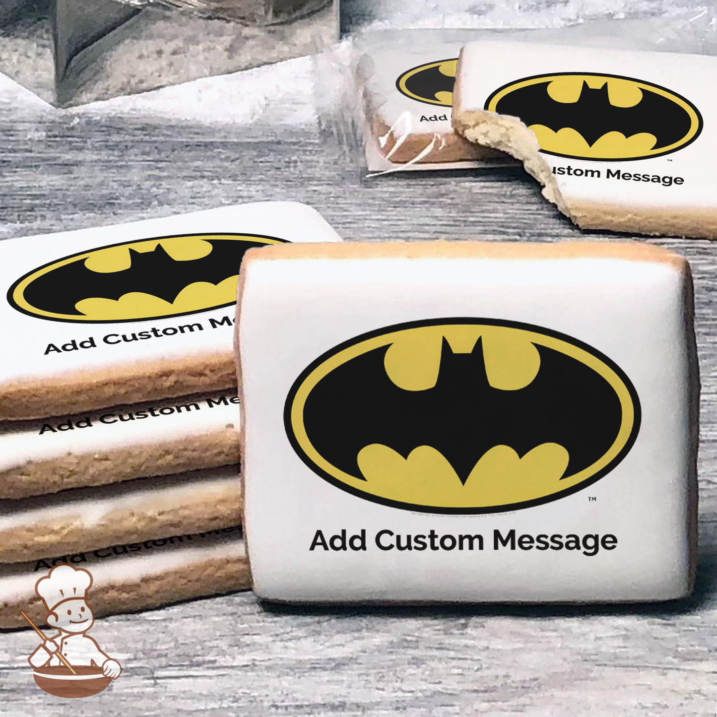 Batman Emblem Custom Message Cookies (Rectangle)