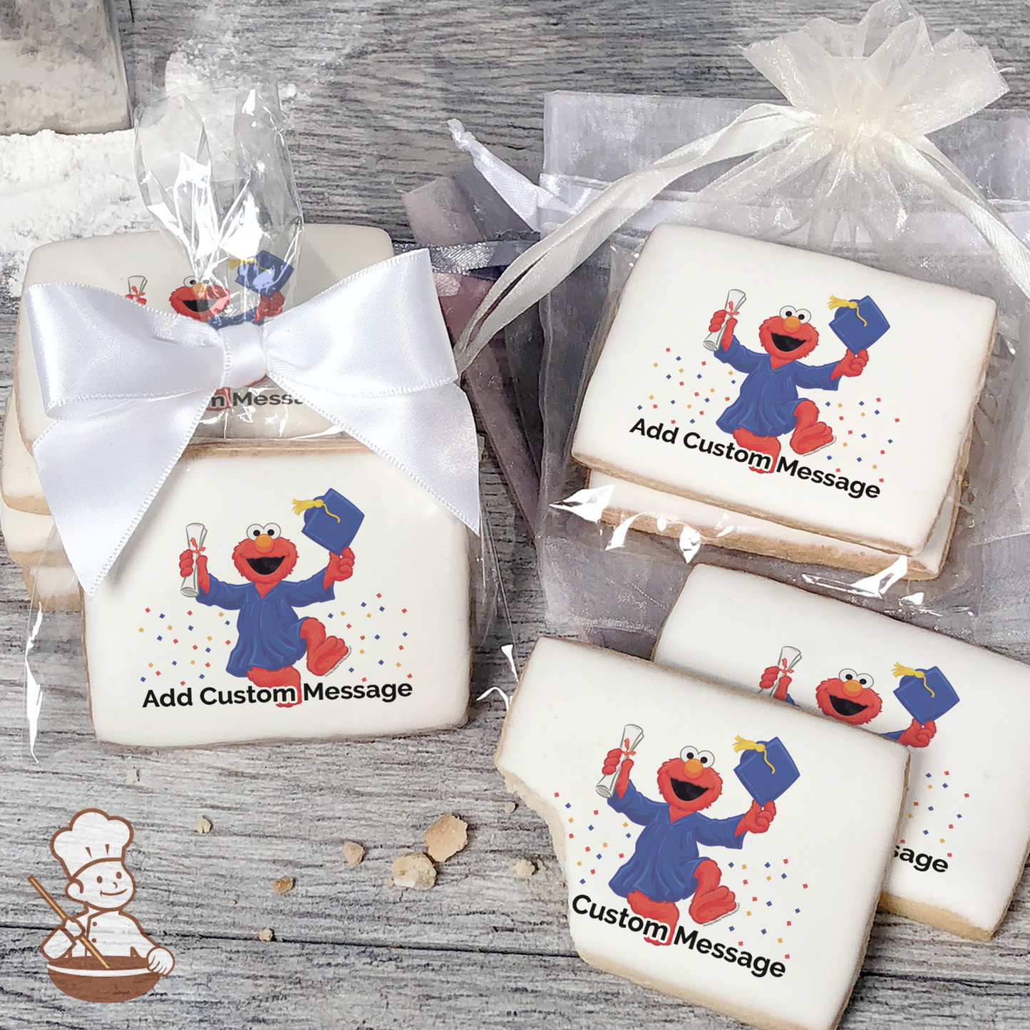 Sesame Street Elmo Graduate Custom Message Cookies (Rectangle)