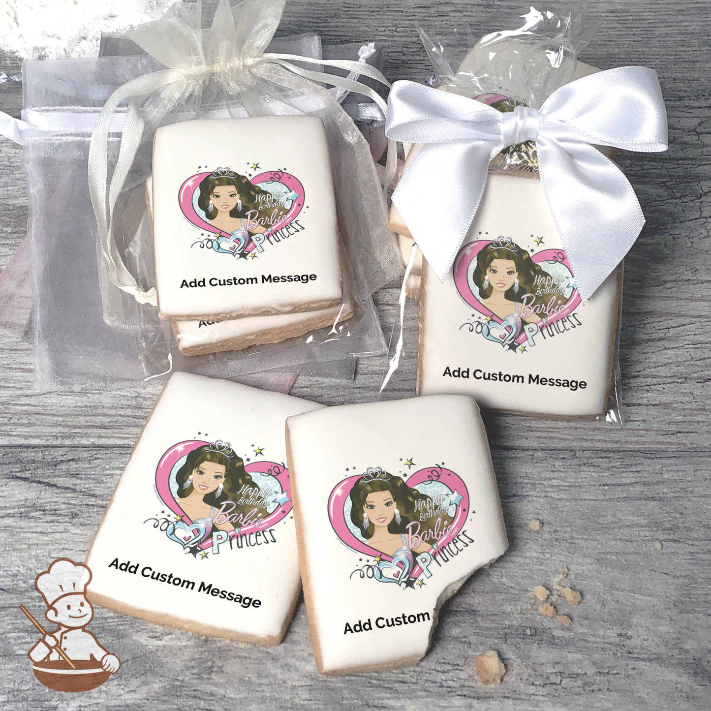 Barbie Party Princess Custom Message Cookies (Rectangle)