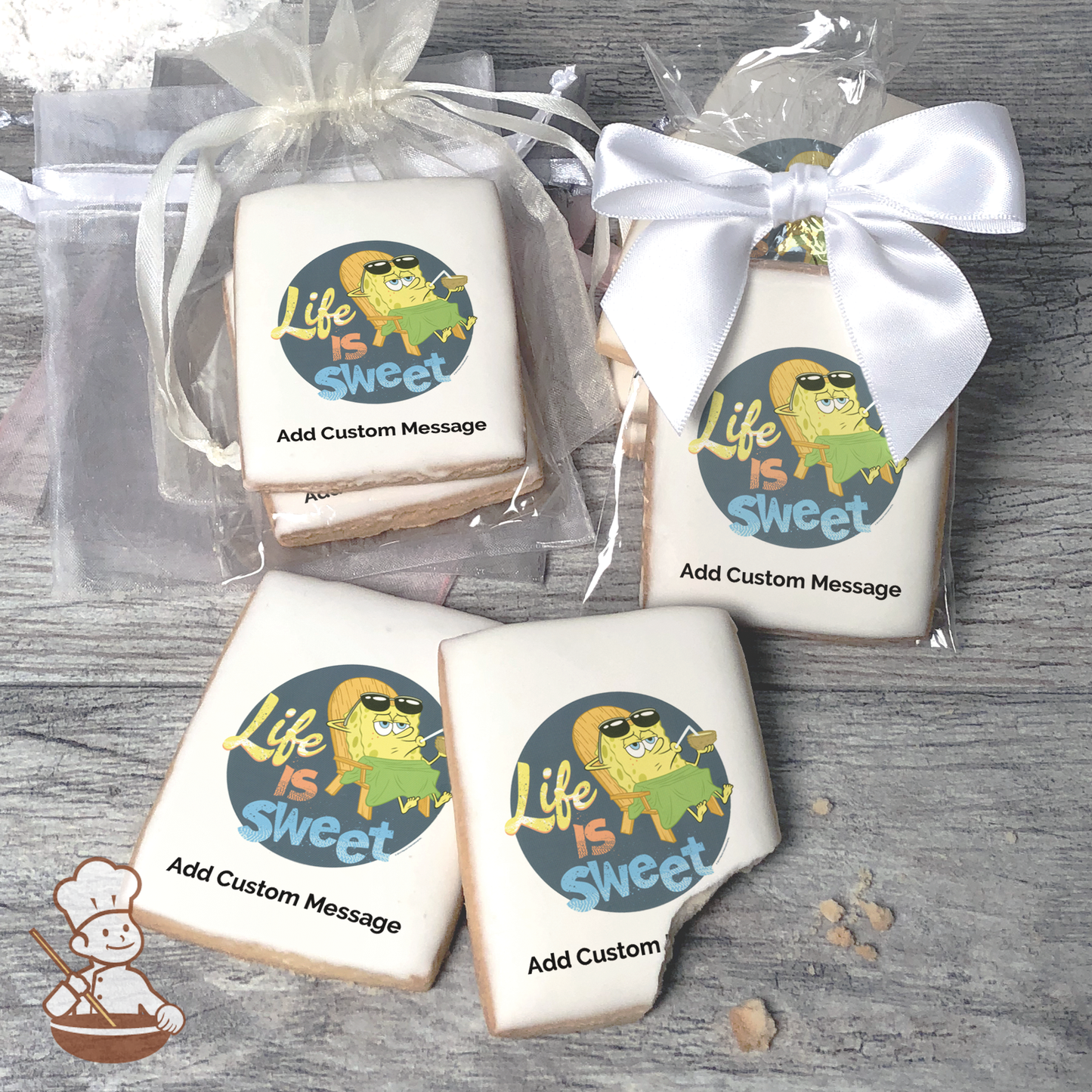 SpongeBob SquarePants Life is Sweet Custom Message Cookies (Rectangle)