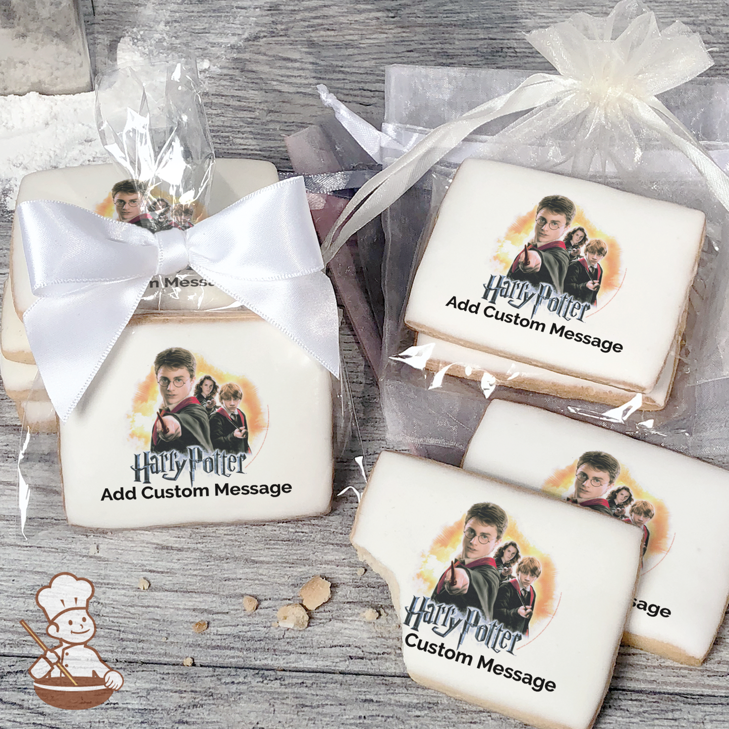 Harry Potter Wands Custom Message Cookies (Rectangle)