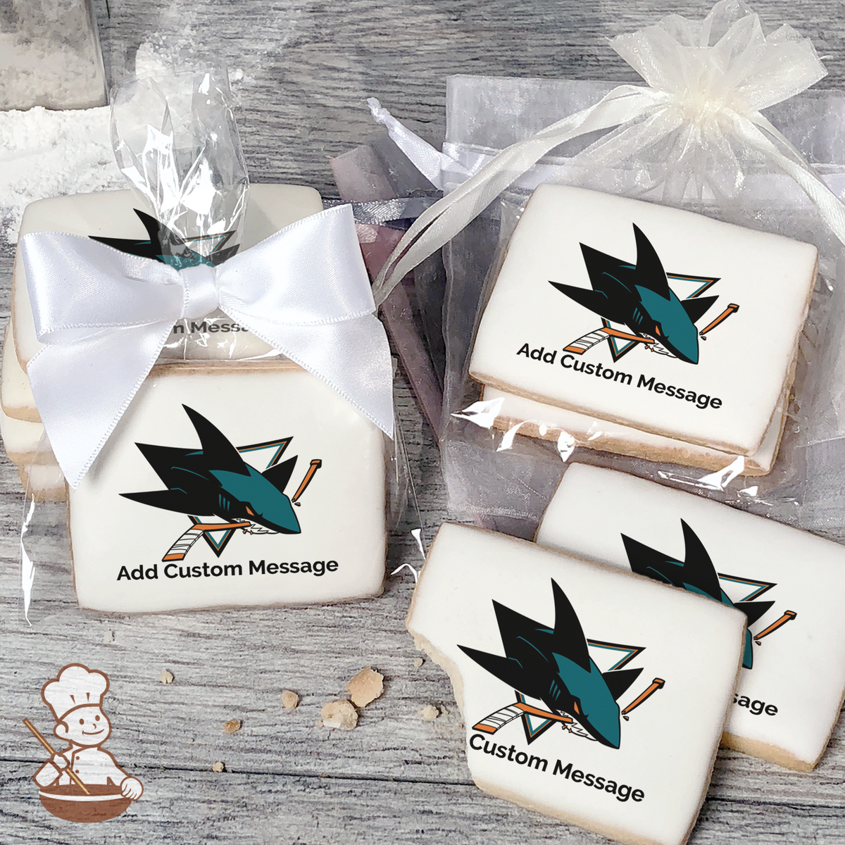 NHL San Jose Sharks Custom Message Cookies (Rectangle)