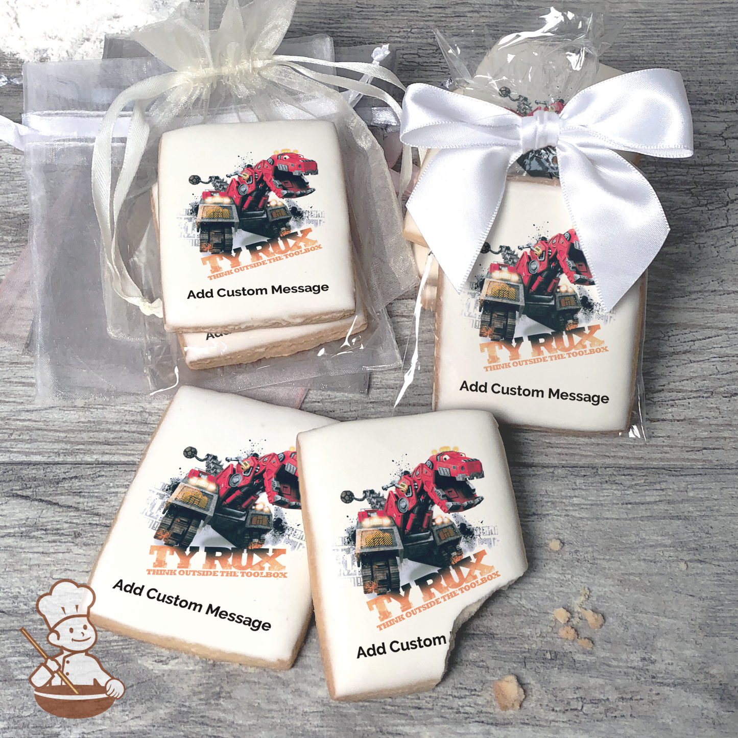 Dinotrux Outside the Toolbox Custom Message Cookies (Rectangle)