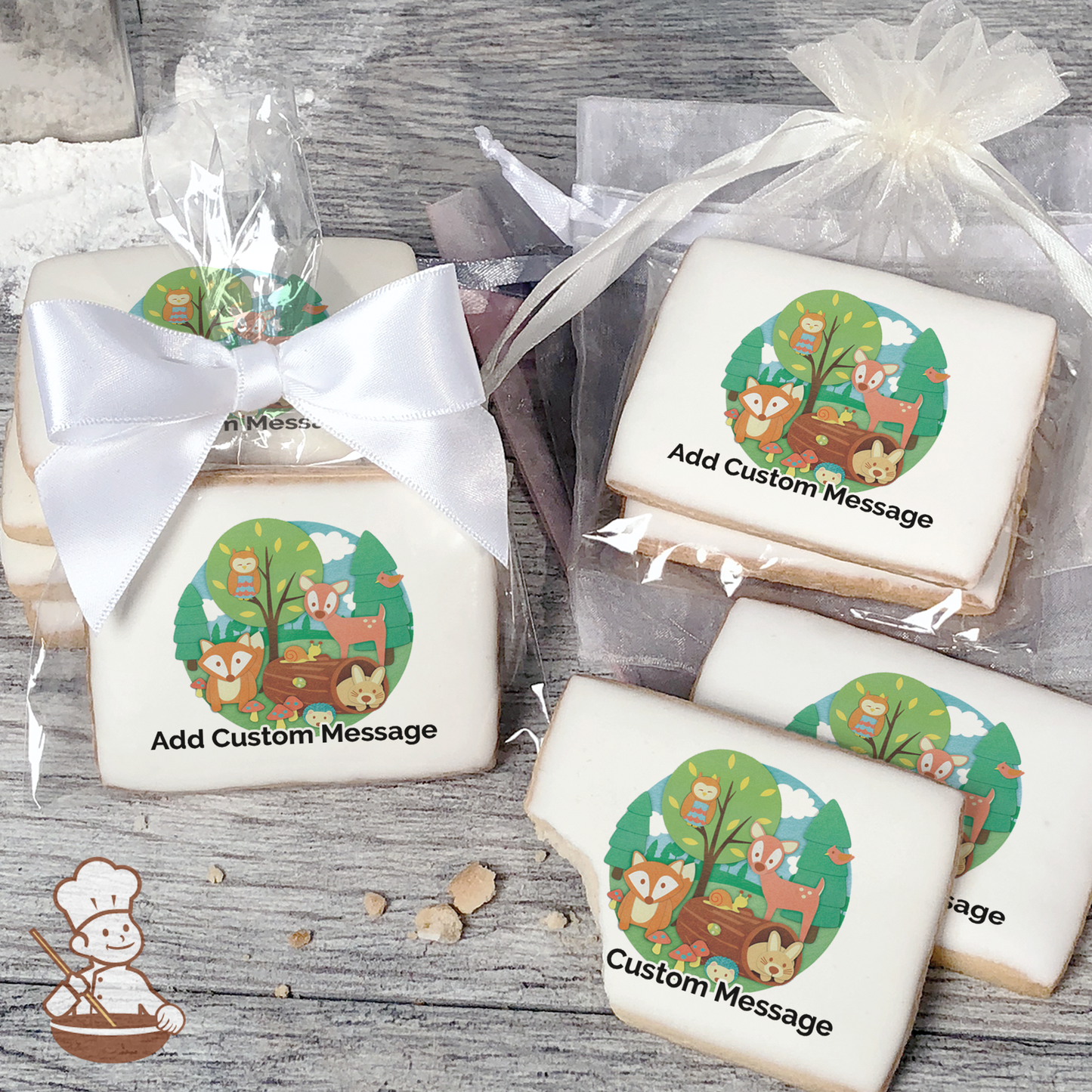 Woodland Buddies Custom Message Cookies (Rectangle)