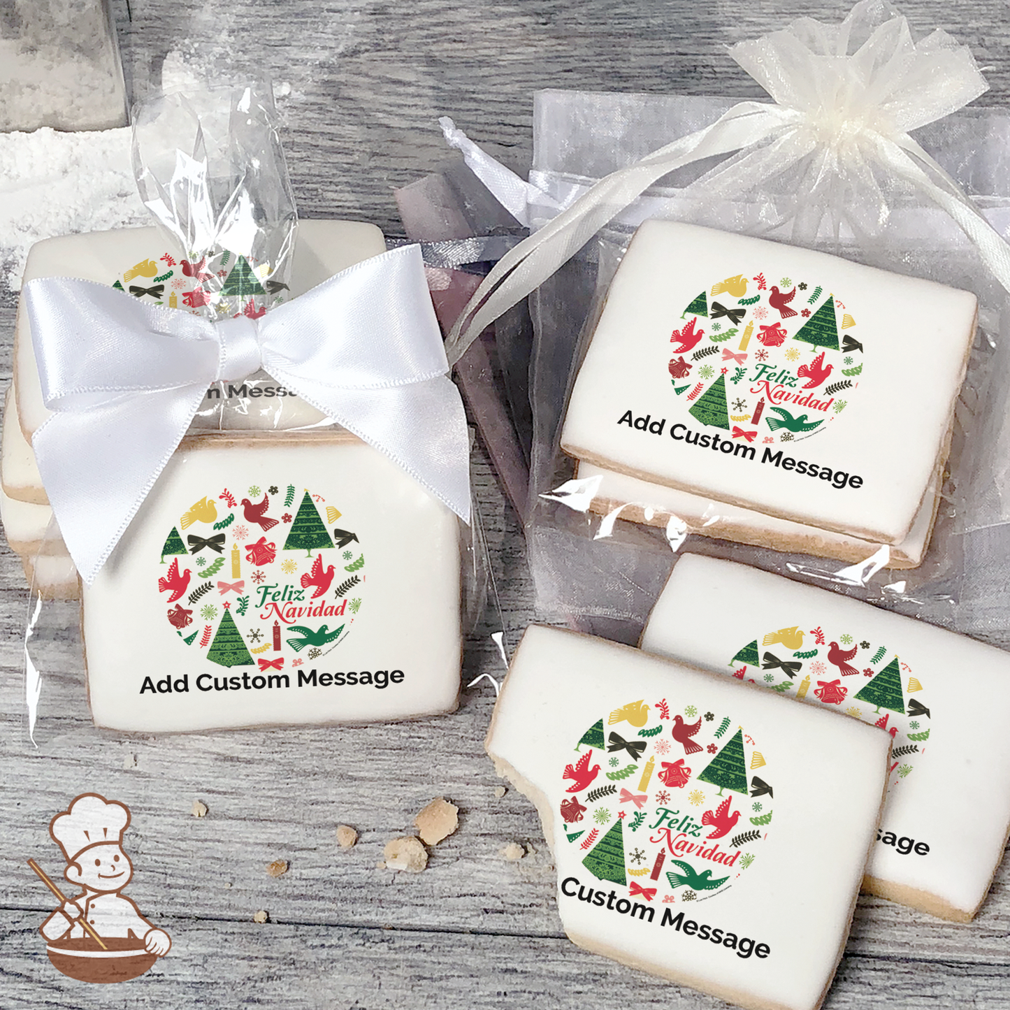 Feliz Navidad Custom Message Cookies (Rectangle)