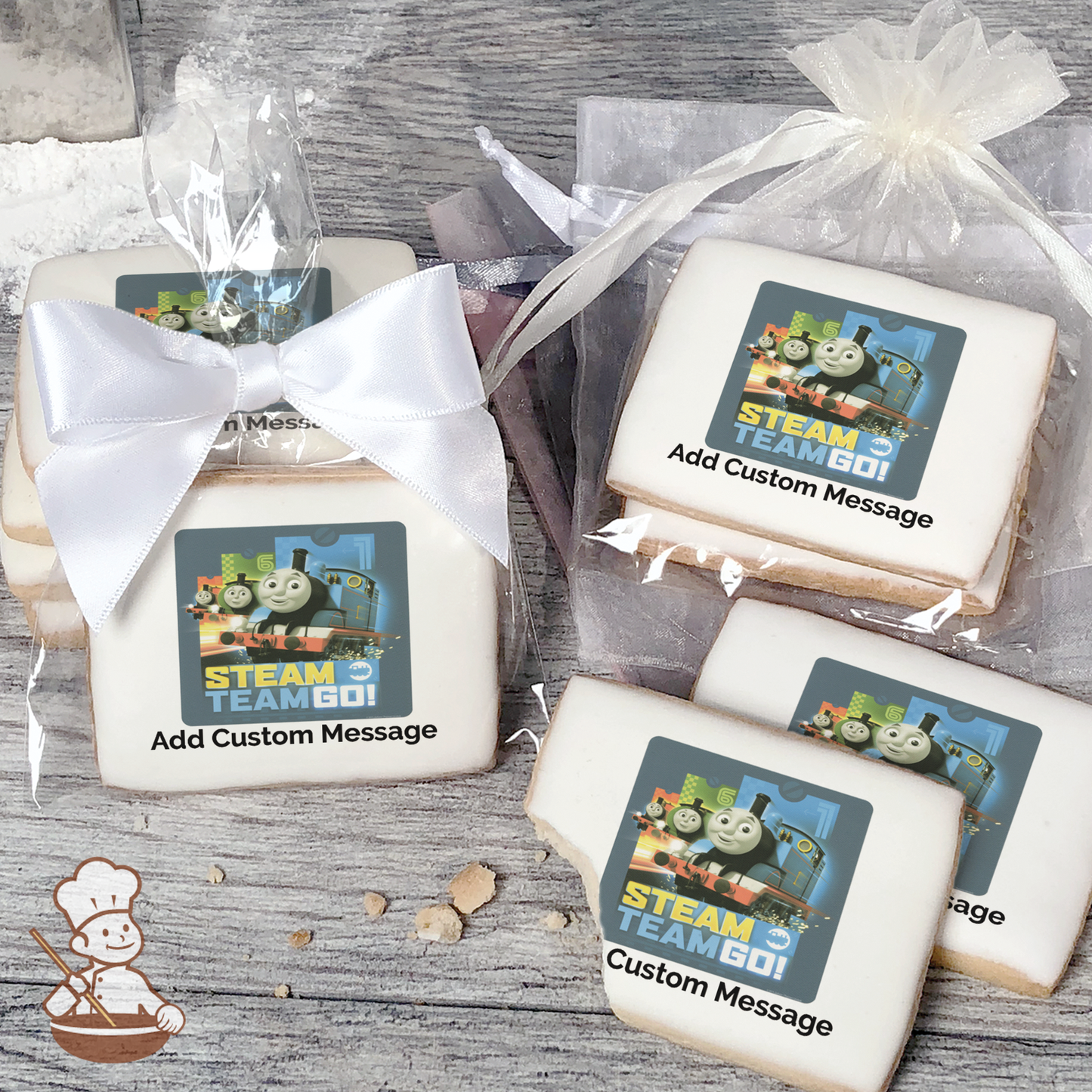 Thomas and Friends Steam Team Go Custom Message Cookies (Rectangle)