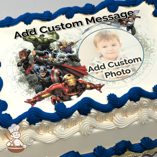Marvels Avengers Assembled Custom Photo Cake