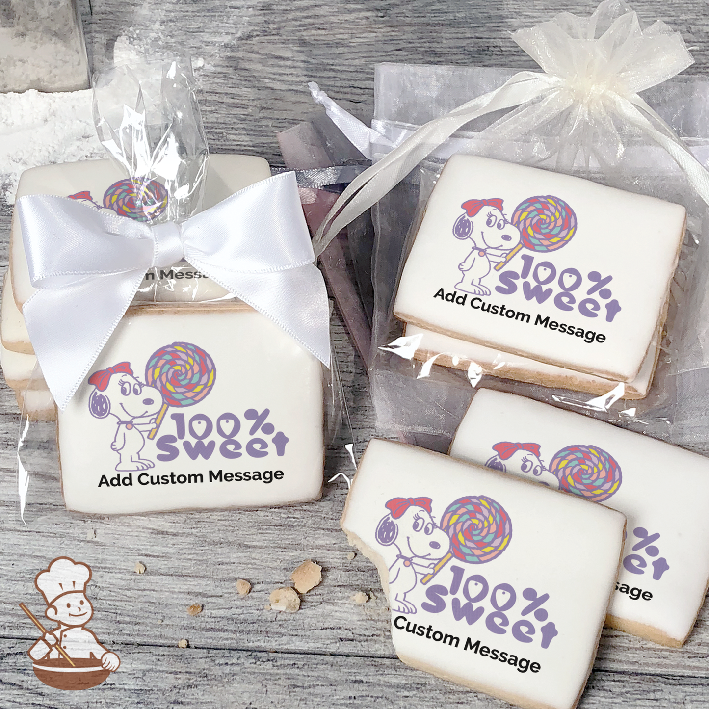 Peanuts 100Percent Sweet Custom Message Cookies (Rectangle)
