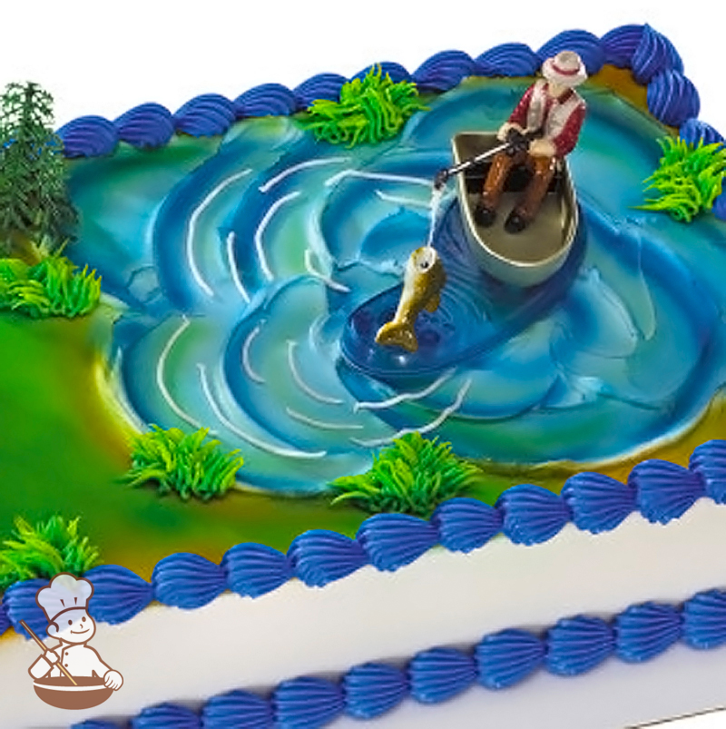 cake decoration fish and hook Fisherman in Action Cake