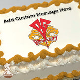 A stylized logo with the letters "PG" in red above ornate yellow designs and the word "Breakers" in red. The image is printed on a photo sheet cake.