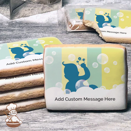 Baby Bubble Silohuette Custom Message Cookies (Rectangle)