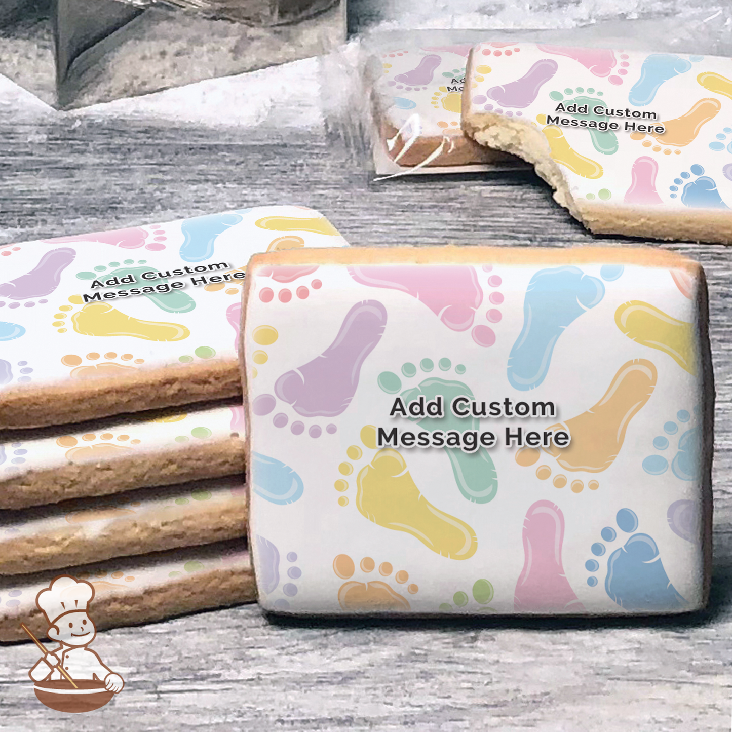 Footprints Custom Message Cookies (Rectangle)