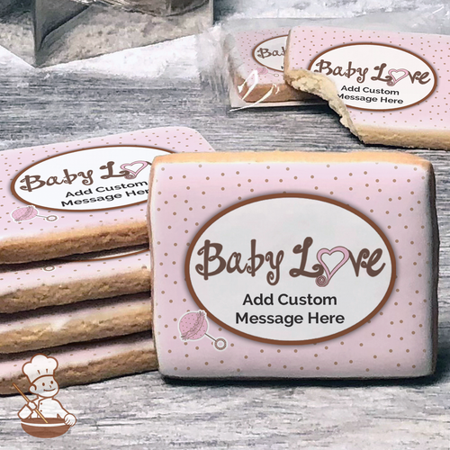 Baby Love - Pink Custom Message Cookies (Rectangle)